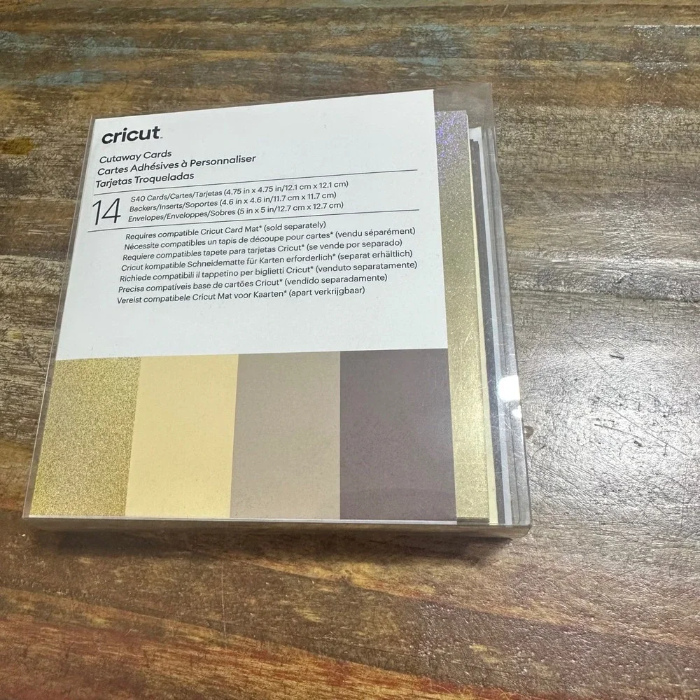 Cricut Cutaway Cards Neutrals Sampler S40 14 Count Gold Holographic Backers